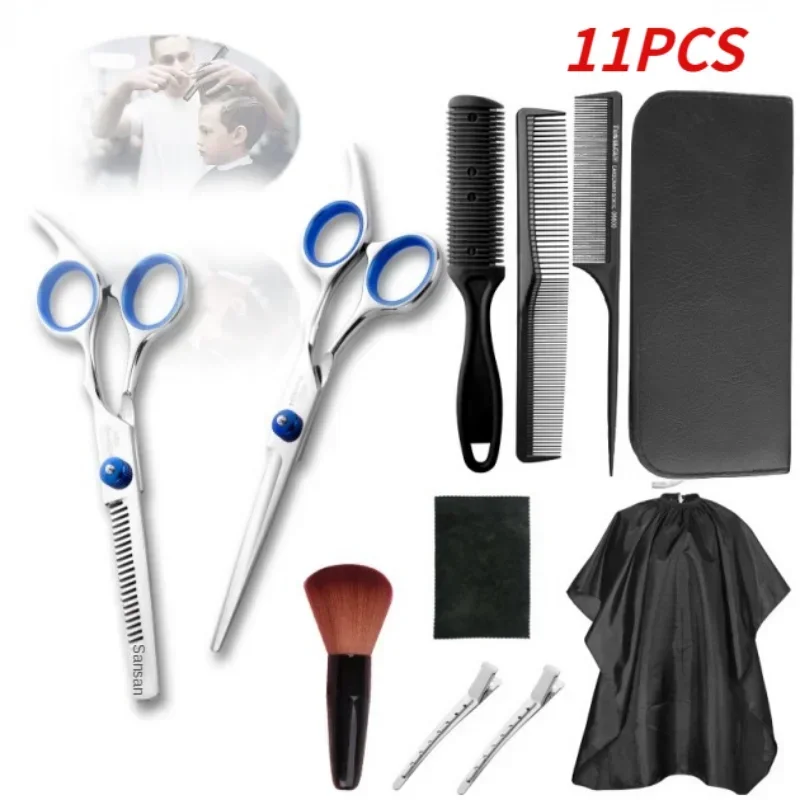 

8/11pcs Hair Scissors Set Stainless Steel Professional Barber Haircut Scissors Kit with Comb Clip Cape Salon Hairdressing Tools