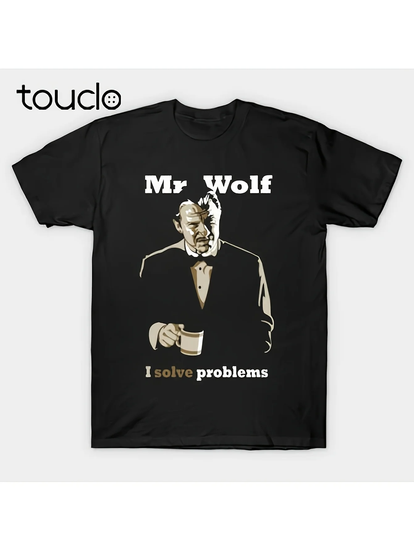 Фото Криминальное чтиво Harvey Keitel Mr. Wolf I Solve Problems Черная футболка в подарок для фанатов №1