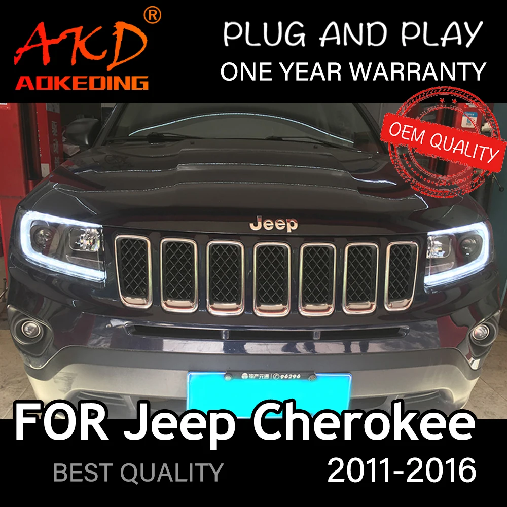 

Фары для Jeep Grand Cherokee 2011-2016, автомобильные светодиодные фары DRL Hella 5, ксеноновые линзы Hid H7, автомобильные аксессуары