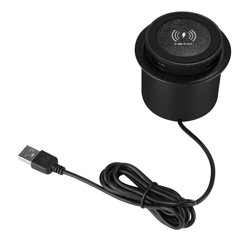 

10W Fast Wireless Charger -Up Desktop Embedded Fast Wireless Charger With USB Port Universal For Smartphone