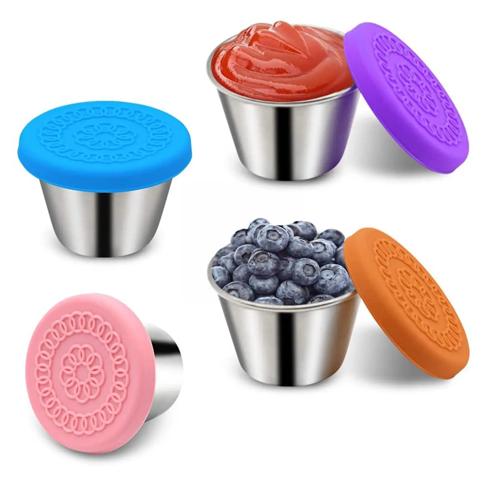 

1pc Steel Dressing Container Reusable Sauce Cups Seasoning With Tools Containers Salad Box Kitchen Condiment Lids L1d8