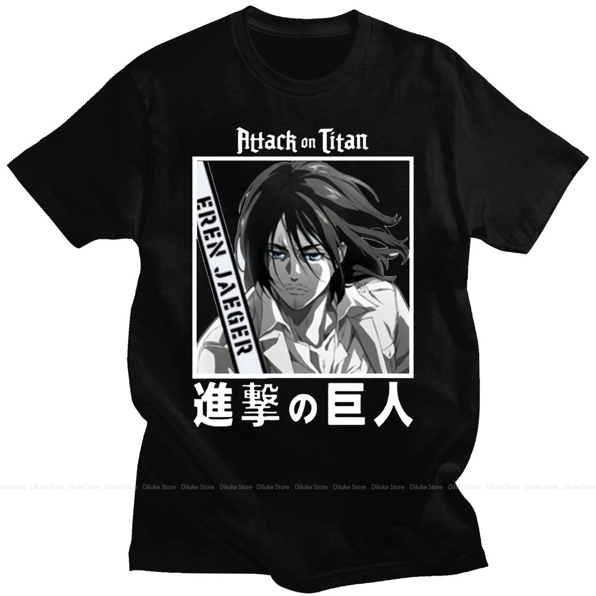 

2021 New Japanese Anime Attack on Titan Tshirt Super Cool Eren Jager Print Short Sleeve Male Casual Loose Hipster T-shirt Tops