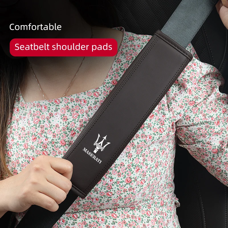 

Leather Seat Belt Cover Car Shoulder Protect Pads Case For Maserati Ghibli GranTurismo Levante GranCabrio Quattroporte Spyder