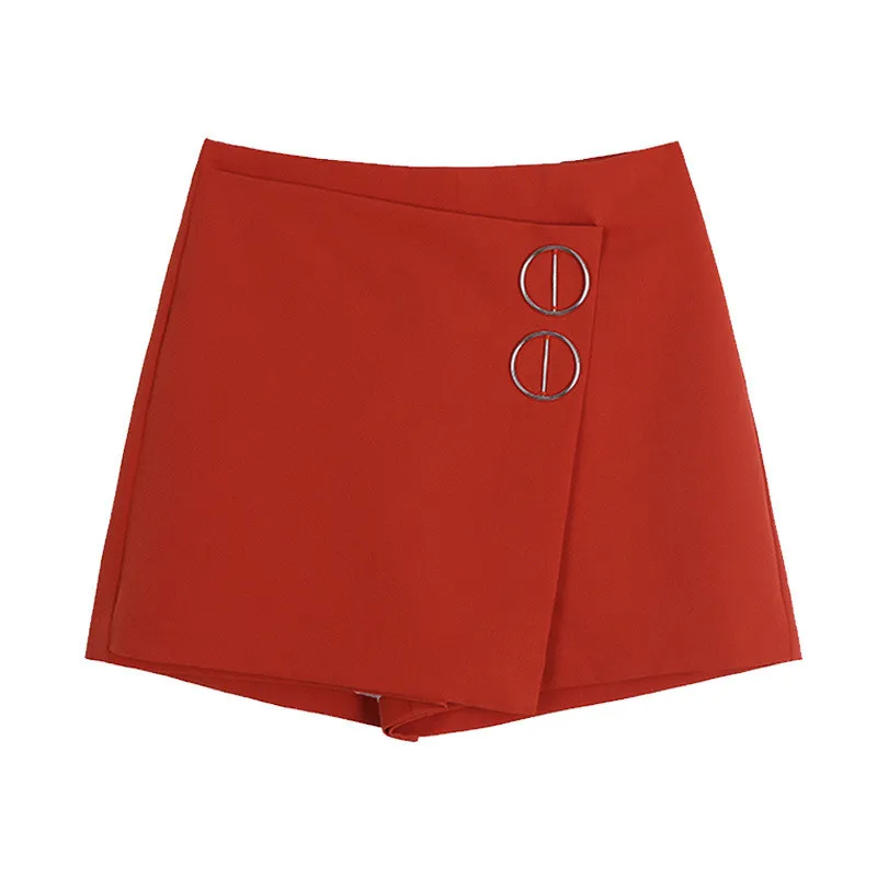 2021 Summer Women Korean Style Fashion Rear Zipper Shorts Female High Waist Chiffon Shorts Skirts A-line Wide Leg Elegant Shorts