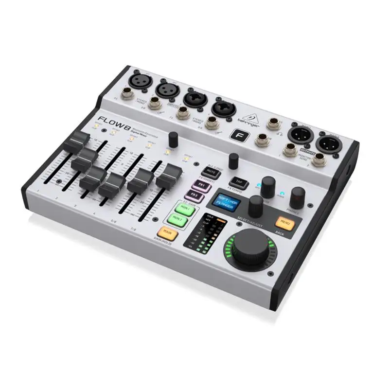 

BEHRINGER flow8 8-Input Digital Mixer with Bluetooth Audio and App Control Built-in 10 x 2 channel USB computer audio Interface