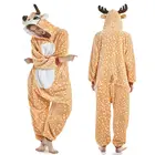 Пижамный комплект кигуруми с мультяшным оленем для взрослых женщин одежда для сна зимний фланелевый теплый комбинезон с капюшоном для всей семьи Детский костюм для косплея