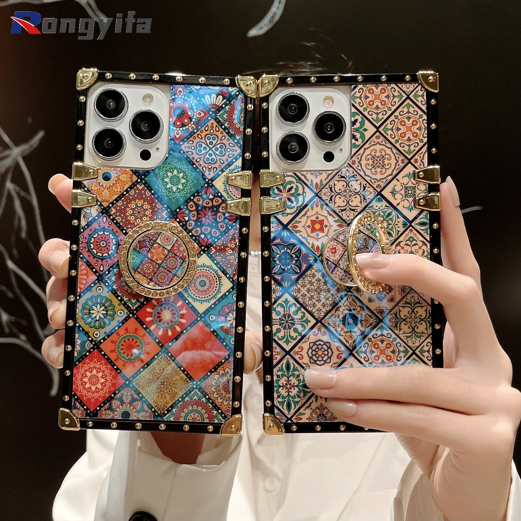

Luxury Brand Vintage Flower Case For Samsung Galaxy S22 S21 S20 Ultra Plus S20 FE A20S A10S M21 multi-element Square Plaid Case