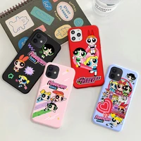 the powerpuff girls cute cartoon phone case for iphone 13 12 11 pro mini xs max 8 7 plus x se 2020 xr silicone soft cover