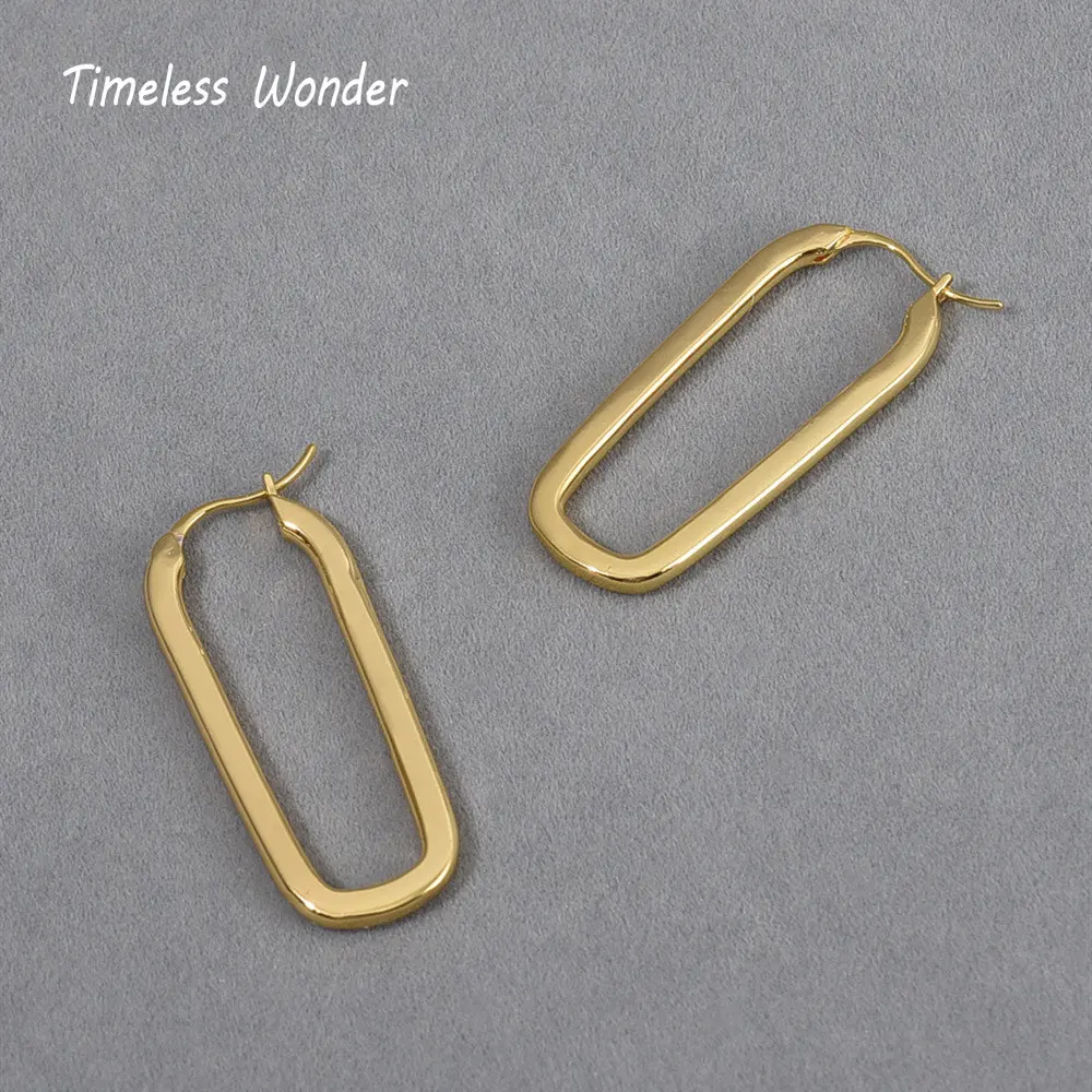 

Timeless Wonder Brass Geo Hoop Earrings for Women Designer Jewelry Punk Runway Goth Rare Classy Kpop Gift Neat Prom Ins 4420