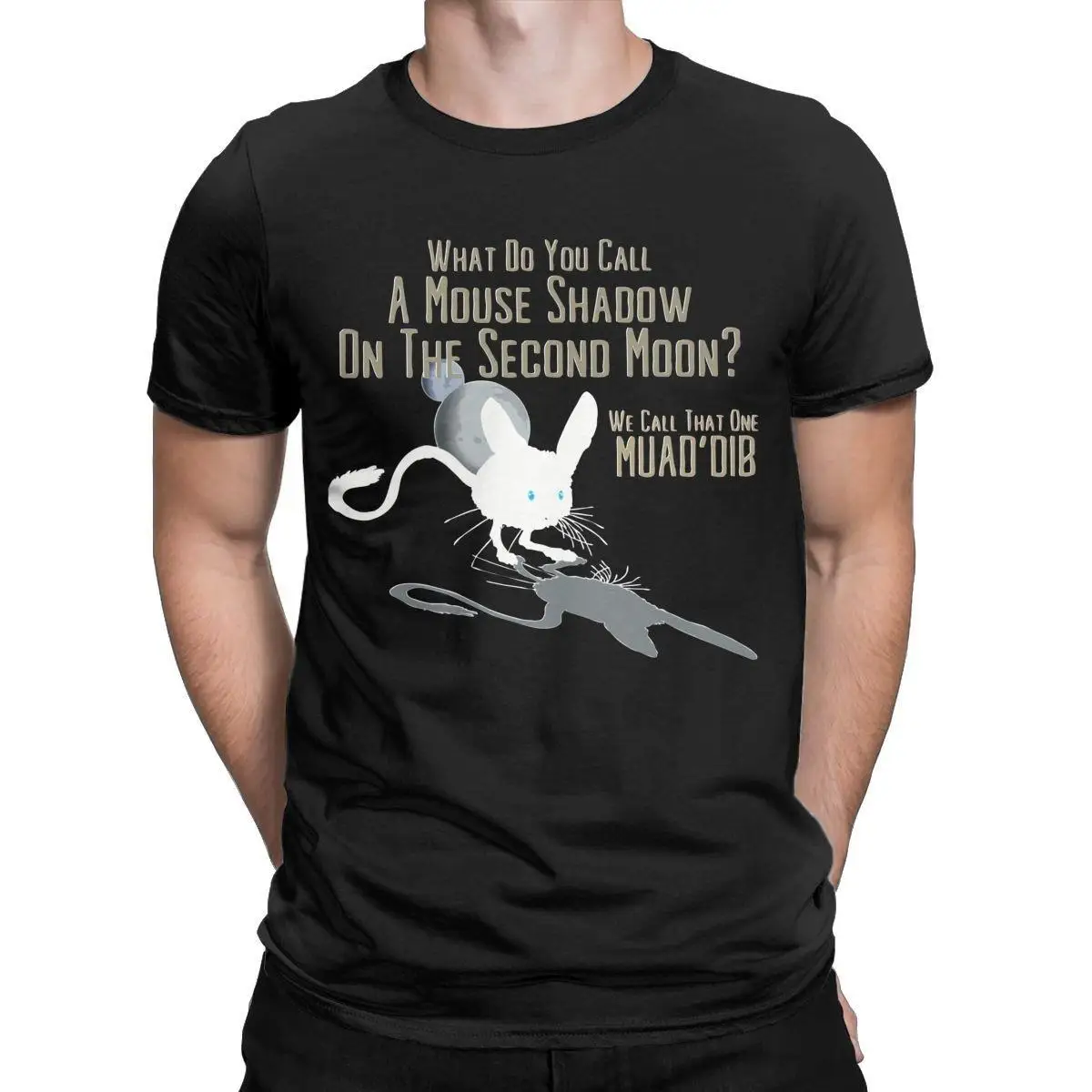 

Dune Muad Dib Men's T Shirts Mouse Shadow On The Second Moon Funny Tee Shirt Short Sleeve Round Collar T-Shirt Pure Cotton Tops