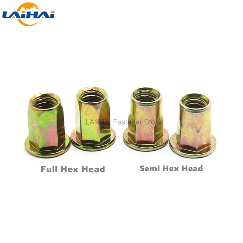 

5/10/20pcs M4 M5 M6 M8 M10 M12 Carbon Steel Hex Hexagon Flat Head Binding Rivet Nut Insert Rivnut Nutsert Metric Thread