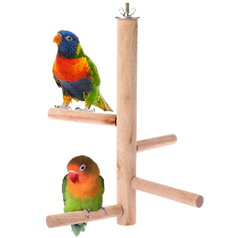 

Pet Parakeet Budgie Hanging Play Toys Bird Cage Wood Branch Stand Perches Parrot Wooden Holder Perches Birdcage Accessories