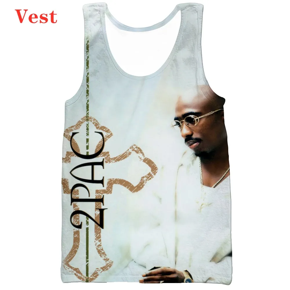 

New 3D Print Causal Clothing Legend Rapper Tupac 2Pac Fashion Men Women Vest Size S-5XL Mesh Top