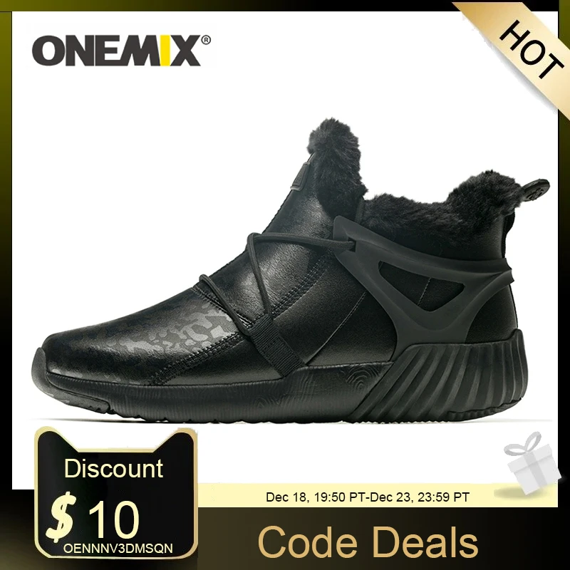  ONEMIX Winter Men's Boots Keep Warm Wool Trekking Sneakers Outdoor Unisex Mountain Waterproof Hiking Shoes Running Shoes for Man 
