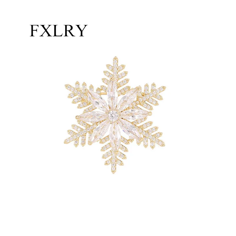 

FXLRY высококачественные AAA кубические циркониевые двухслойные поворотные брошь «Снежинка» для женщин аксессуары для свадебного платья