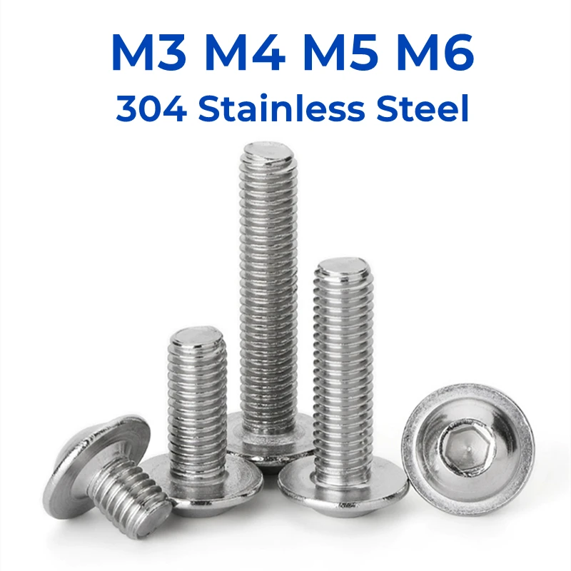 

304 Stainless Steel Hexagon Socket Button Head Screws With Collar M3 M4 M5 M6 With Washer Collar Screws Bolts