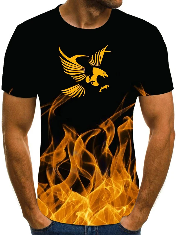 

Летняя брендовая футболка с 3D принтом орла, уличная стильная футболка в стиле панк-рок-готика, модная повседневная свободная футболка в сти...