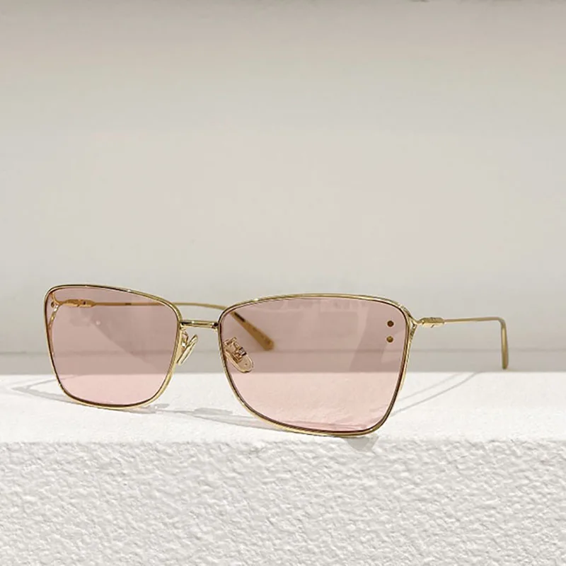 

Gold Metal Frame Rectangular Sunglasses Women Pink Lens Fashion Sunglasses