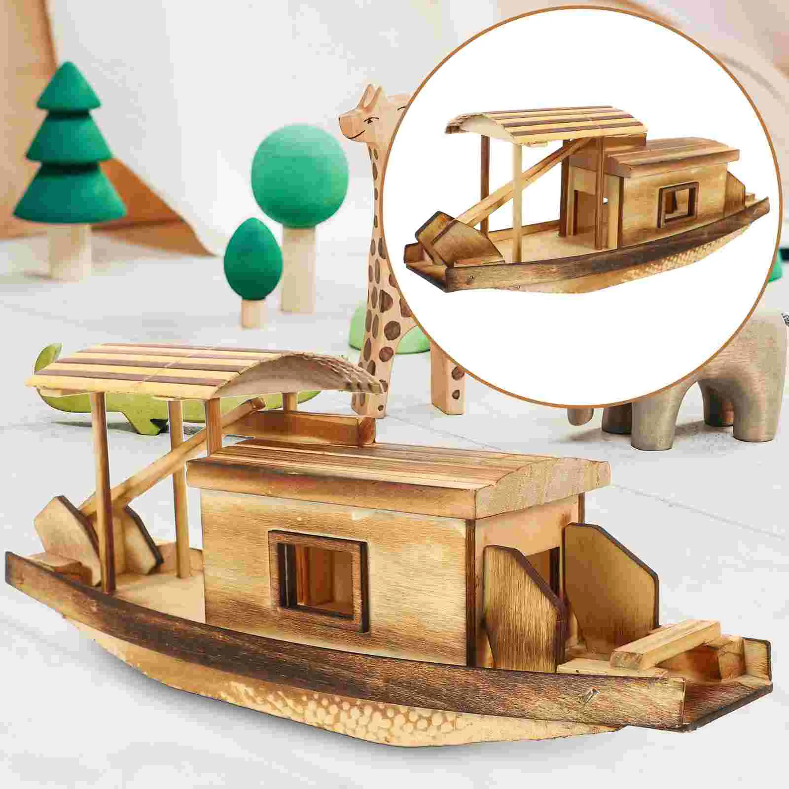 

Boat Wood Model Wooden Kit Ship Adults Chinese Toy Vintage Models Decor Canoe Projects Kids Boats Crafts Ornaments Craft Table