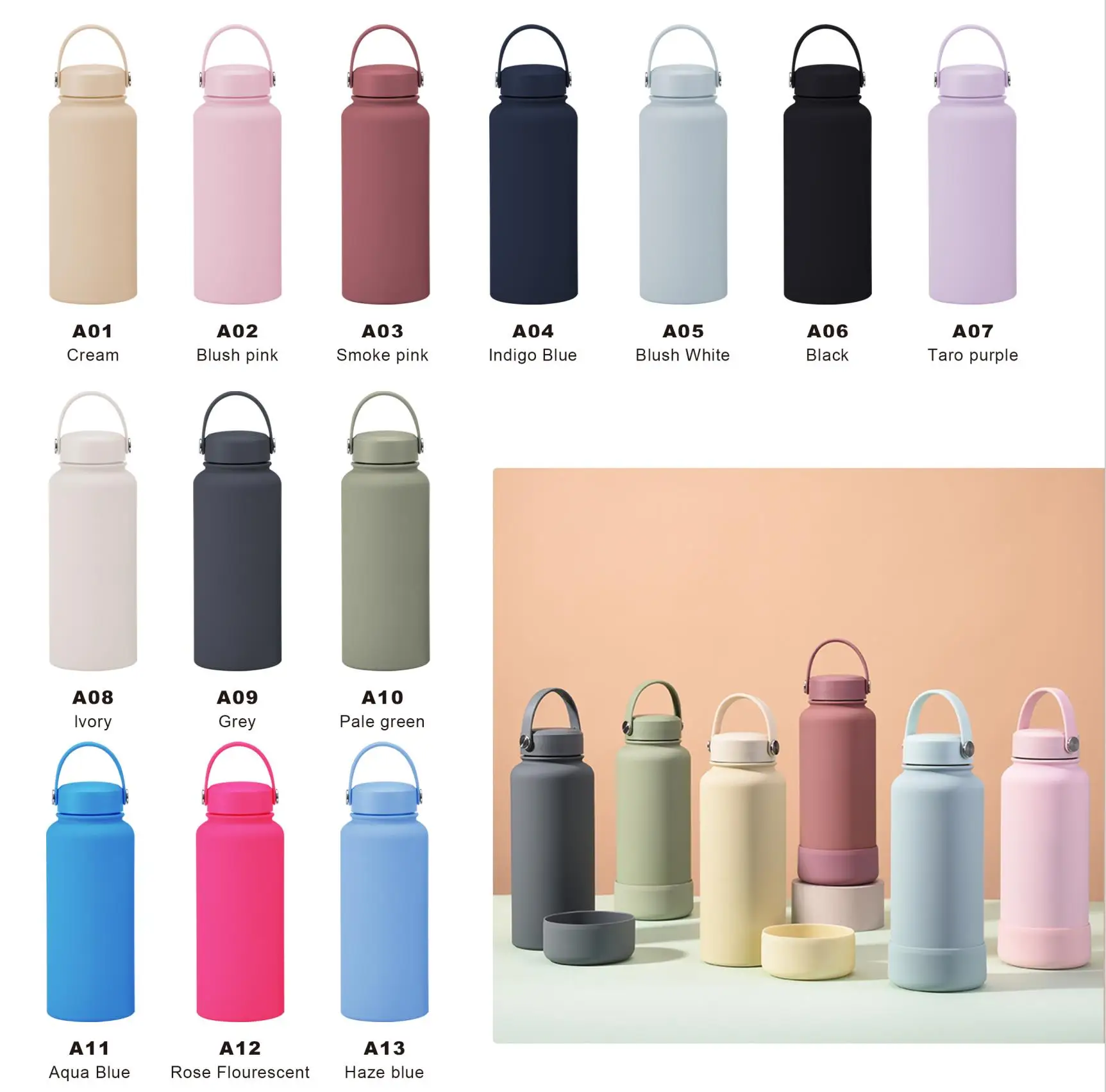 1L 32oz Large Capacity Thermos Cup Double Wall Steel Water B
