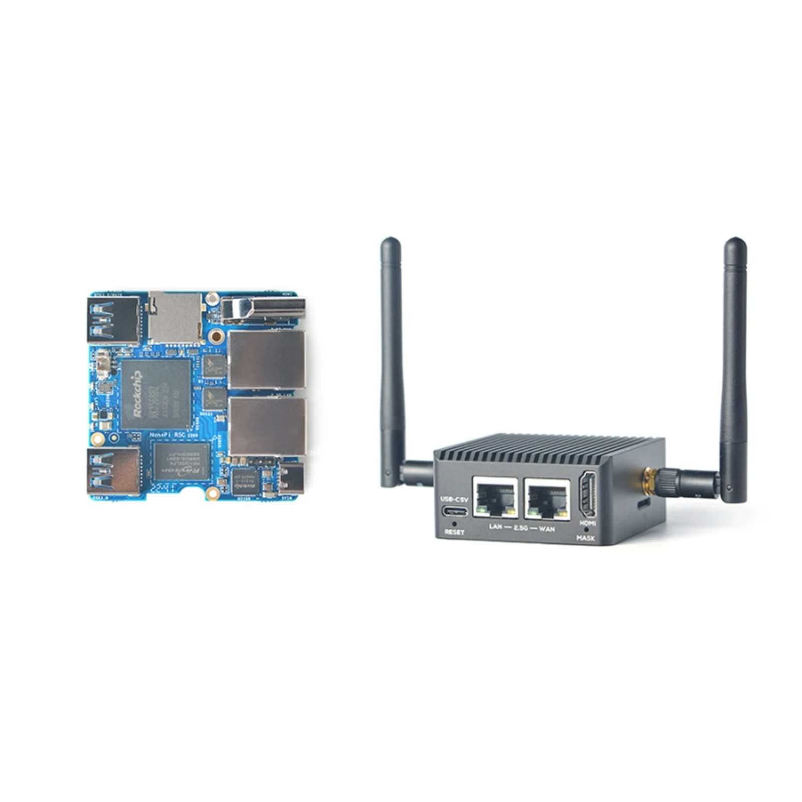 Фото Плата разработки NanoPi R5C Rockchip RK3568B2 Openwrt Soft Router Двойной порт Ethernet 2,5G с модулем Wi-Fi M.2 FriendlyWrt №3