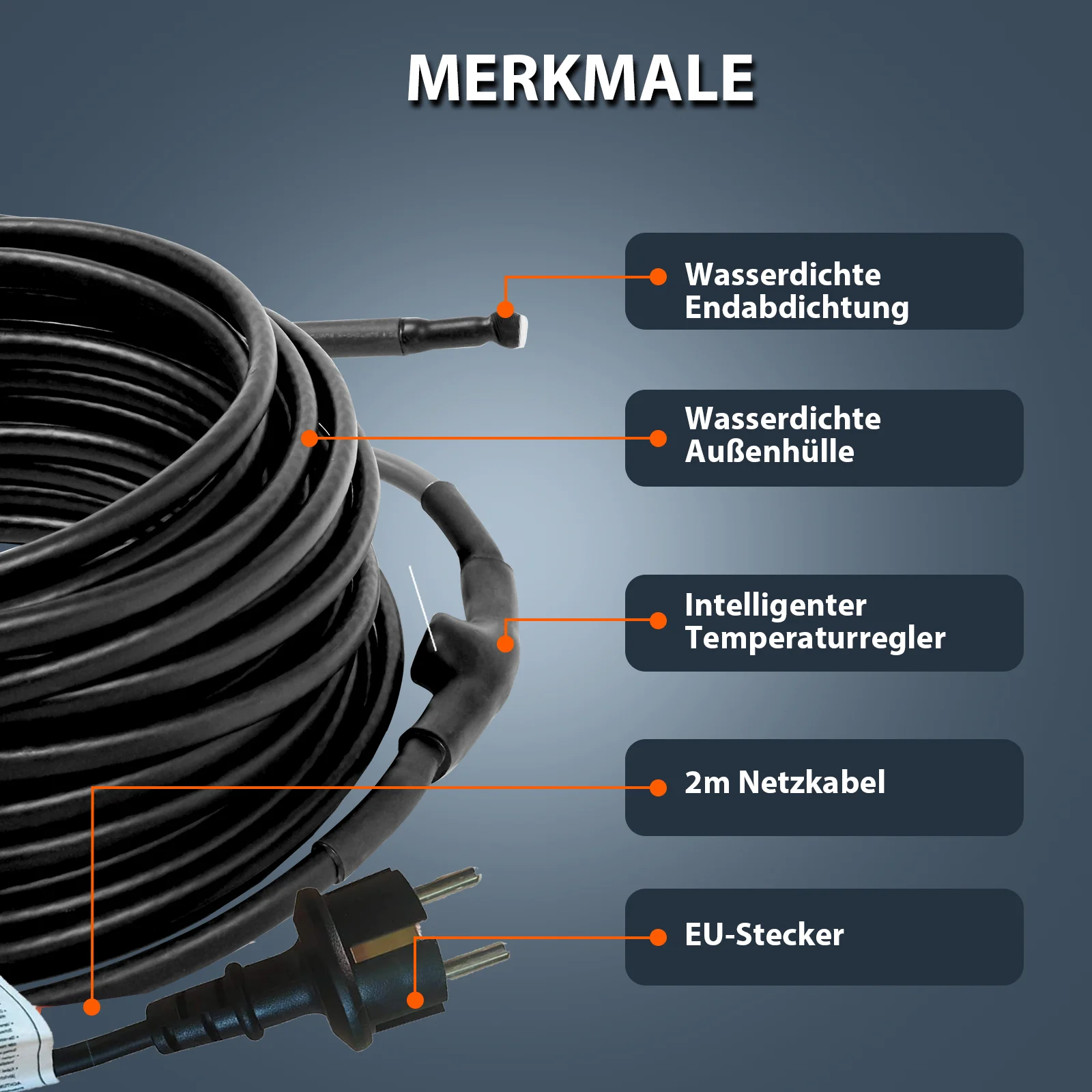 Саморегулирующийся нагревательный кабель с термостатом 16 4 Вт/м 230 В для