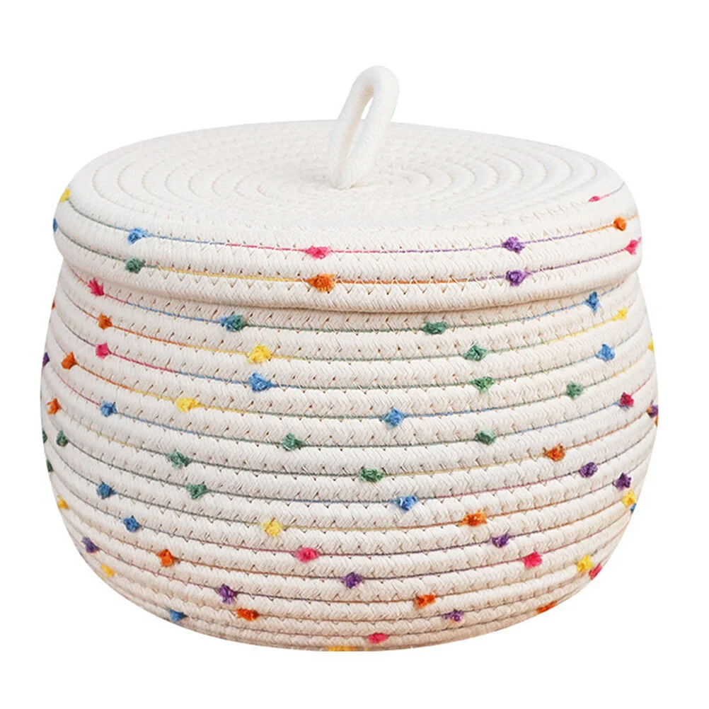 

Bracket Cotton Rope Woven Basket Table Storage Case Desktop Sundry Holder