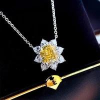 korean fashion new sun flower aaa cubic zirconia necklace for women o word chain wedding jewelry pendant jewelry sister gift