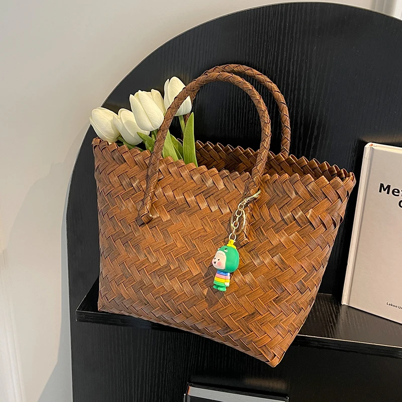 Summer straw bag for women 2023Woven Handmade Handbag Lady Tote Vacation Beach Bag Rattan weave Shoulder Bag travel Shopping bag
