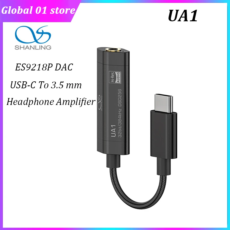 

Усилитель для наушников SHANLING UA1 ES9218P DAC, внешний усилитель для наушников с разъемом 3,5 мм, аудиоадаптер с разъемом Type-C DSD256, 32 бит, декодер 384 кГц