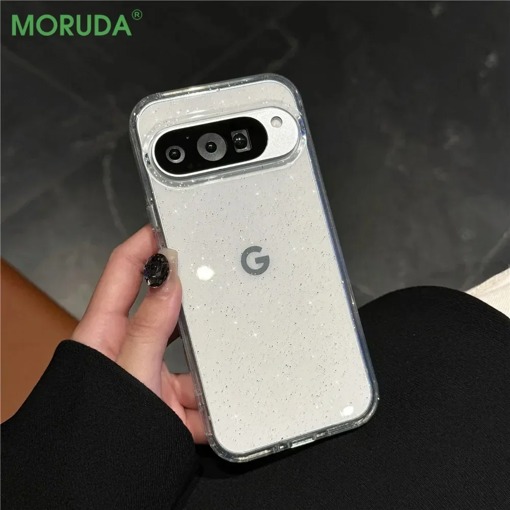 Для Pixel 9Pro XL Блестящий прозрачный мягкий чехол из ТПУ для Google 9 ProXL Противоударный