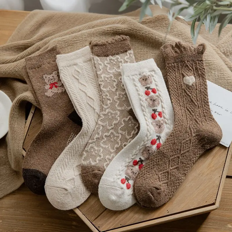 

Winter Warm Fluffy Socks Soft Breathable Fashion Cute Elastic Korea Style lady Kawaii socks