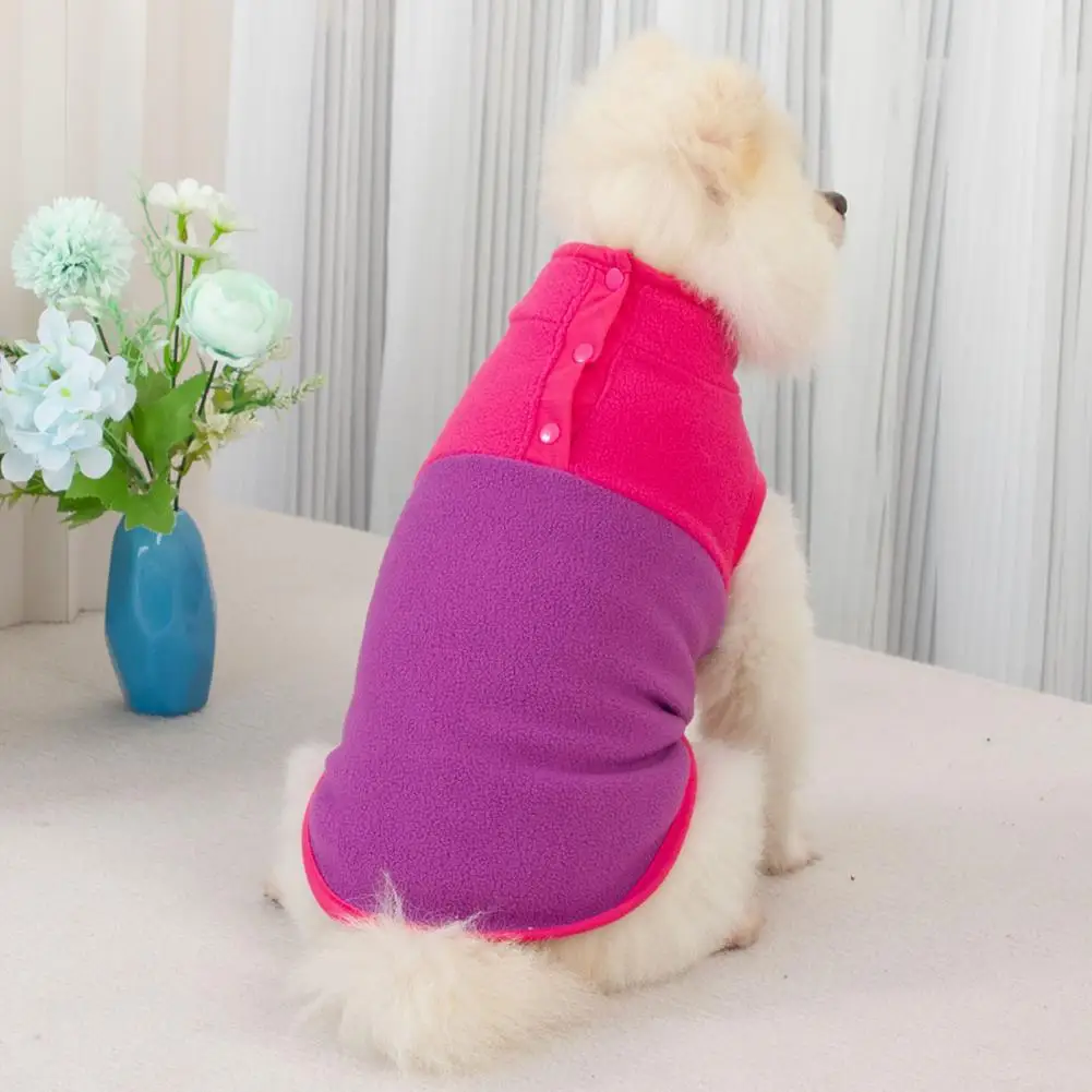 

Easy to Take Off Pet Clothes Stylish Pet Clothes Fleece Button Closing Collar Lapel Pullover Clashing Colours Lightweight Shake