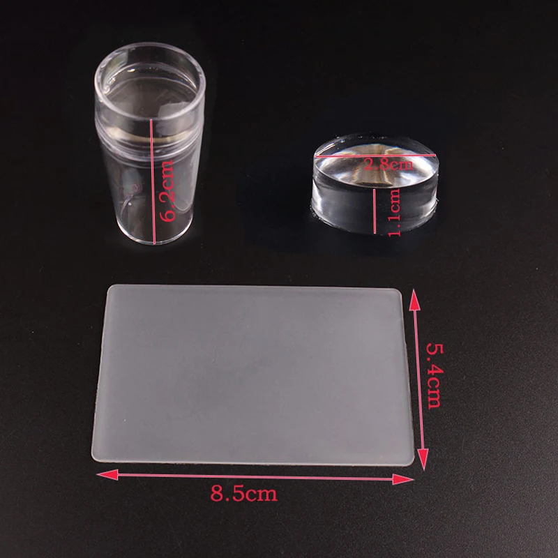 Прозрачный штамп для ногтей со скребком силиконовый французского маникюра набор