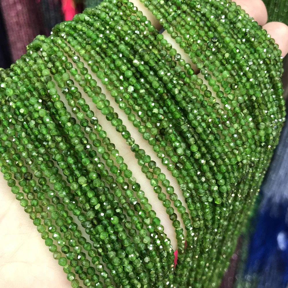 

2023 Wholesale Natural Stone Beads Green Chrome Diopside Faceted Round Beads for DIY Charm Bracelet Necklace Jewelry Making 15''