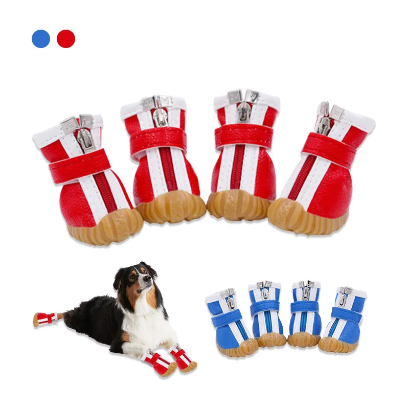 

Warm Dog Shoes Waterproof Non Slip Adjustable Outdoor Pet Shoes Winter Durable Comfortable with Zipper for Small Medium Dogs