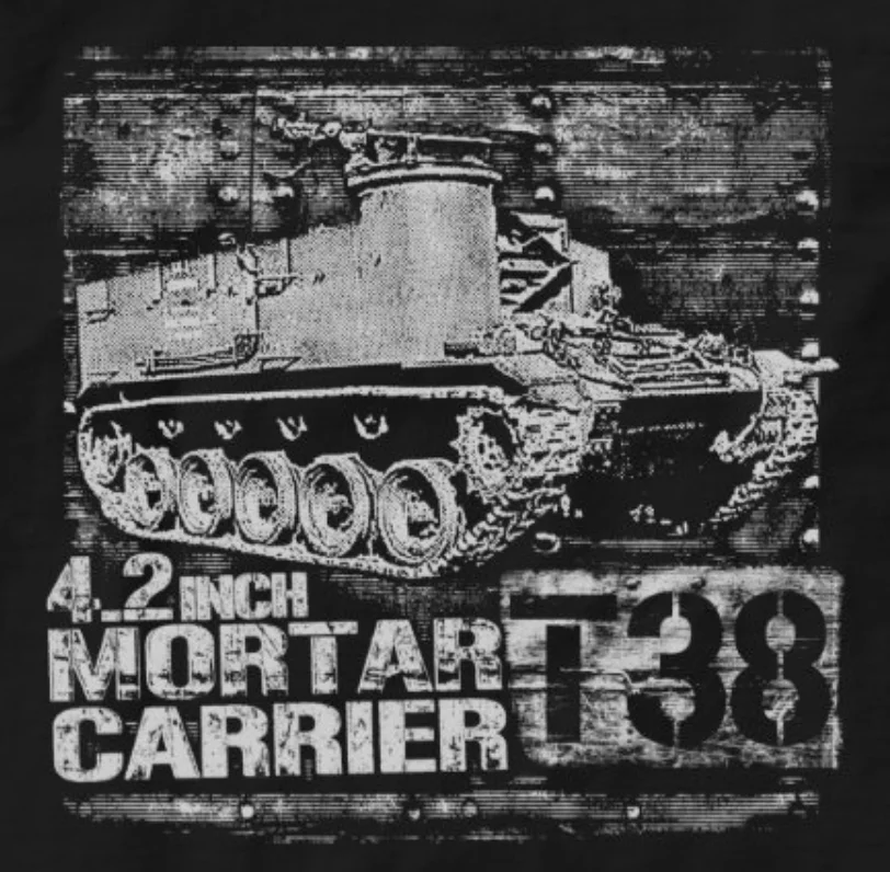 Американская самоходная футболка WW II T38 4 2 дюйма для переноски ступы. Летняя