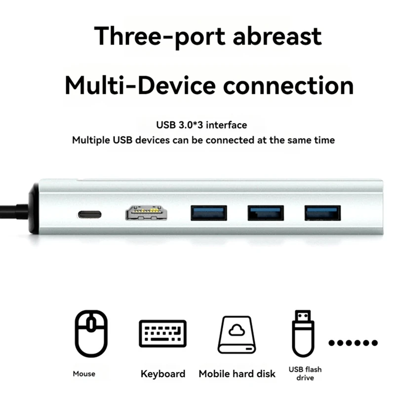 Док-станция 6-в-1 PD & USB3.0X3 совместимая с SSD слотом быстрое зарядное устройство для