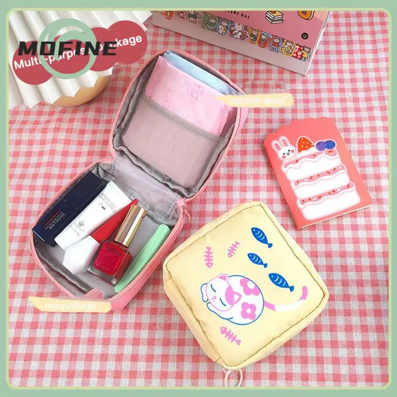 

Coin Sanitary Napkin Storage Bag Cute Cartoon Purse Cosmetics Towel Cosmetics Organizer Bag Storage Bag Napkin Cotton