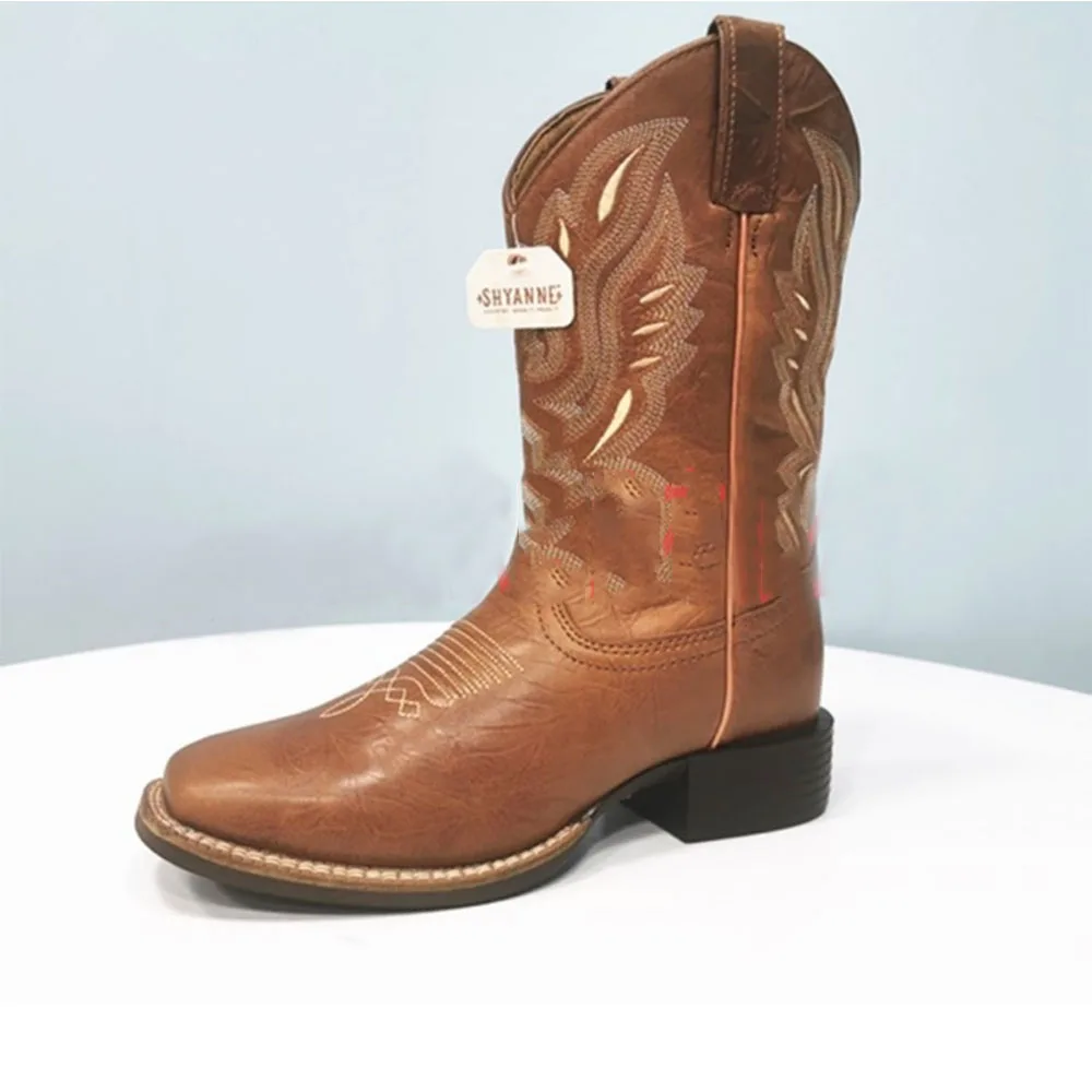 

AOSPHIRAYLIAN Retro Women's Knee High Sewing Floral Cowboy Boots Western Boots Women Shoes For Dropshipping