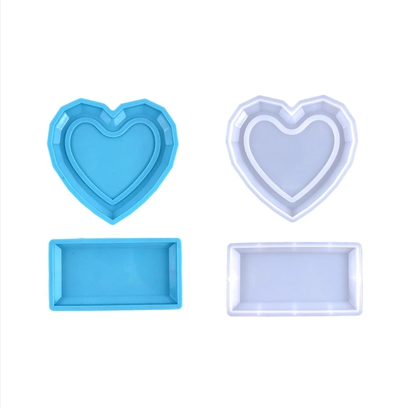 

41XC Candle Lamp Holder Resin Mold Square Love Hollow Candle Cover Silicone Mold