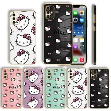 Hello Kitty Many Little Bow Square Plating Case For Motorola G30 G40 G50 G60 E6s E7 E7i G8 G9 Play Power Lite G Stylus Edge 20