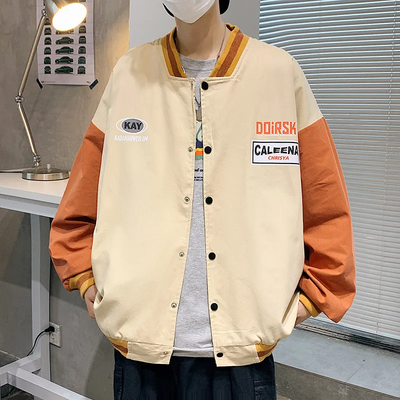

2021 Autumn Baseball Uniform Cardigan Coat Jacket Cotton Couple Men