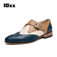 igxx size38 48 men business dress shoe men luxury leather mix colors wedding shoes quality wedding leather genuine brogue shoes