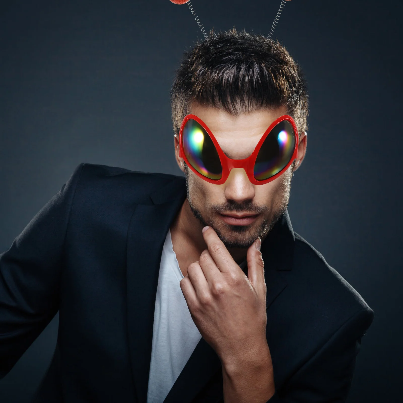 

Alien Headband Halloween Decor Interesting Glasses Antenna Party Cosplay Headbands Plastic Funny Sunglasses Portable Festival