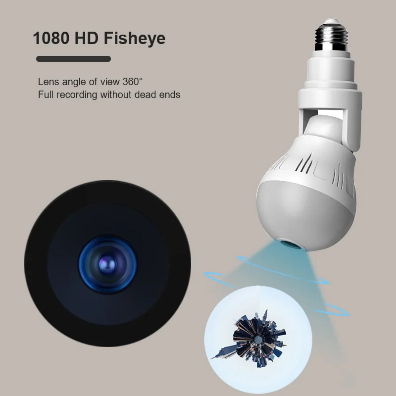 

New 360 Panoramic Light Type WIFI CAMERA 1080P HD Fisheye CAMERA Night Vision Webcam Home Monitor Optical Lens Camcorder 2022