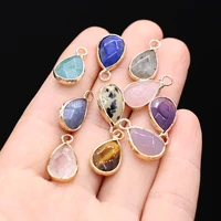 10pcs random natural stone pendant drop shaped faceted small pendant for jewelry making diy necklace earrings bracelet accessory