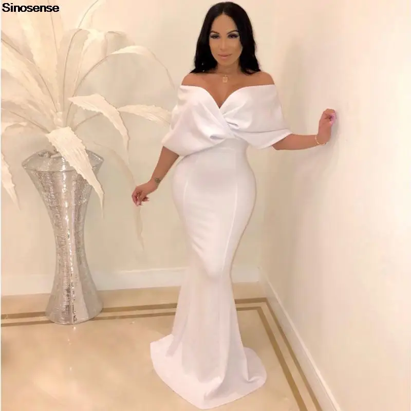 

Women Off Shoulder Long Formal Party Dress Bodycon Mermaid Evening Cocktail Maxi Dress Sexy Ruffles Bows Backless Elegant Dress