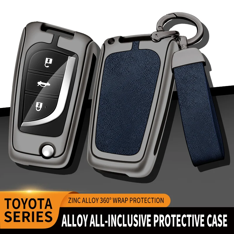 

For Toyota Corolla Zinc Alloy Leather Key Case Camry Highlander Rav4 REIZ Car Keys Accessories
