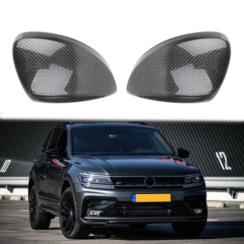 

Car Carbon Fiber Rearview Side Glass Mirror Cover Trim Frame Side Mirror Caps for Tiguan L 2017-2019